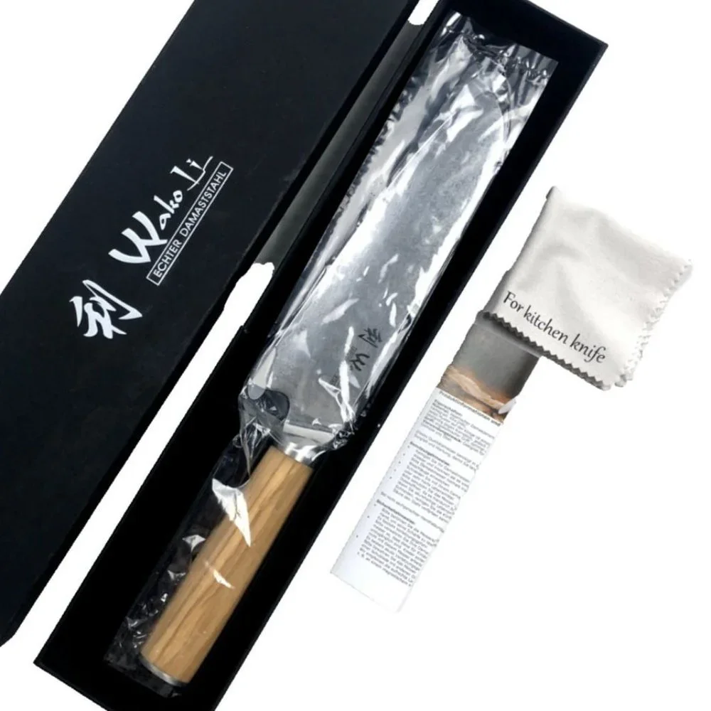 Wakoli Damascus Santoku knife blade 7-inch 67 layers Genuine Japanese Box New